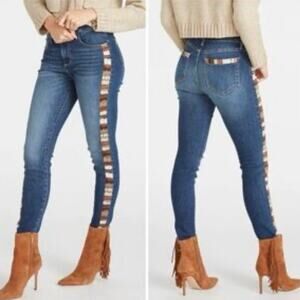 Driftwood Jackie High Rise Jeans Southwest Embroidered Neutral Browns Size 26x28